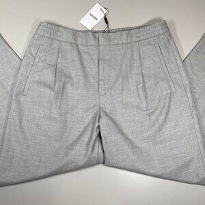 Reiss Mens Pants Soft Grey Size 34 Brighton Pleat Front Cuffed Trousers Slacks
